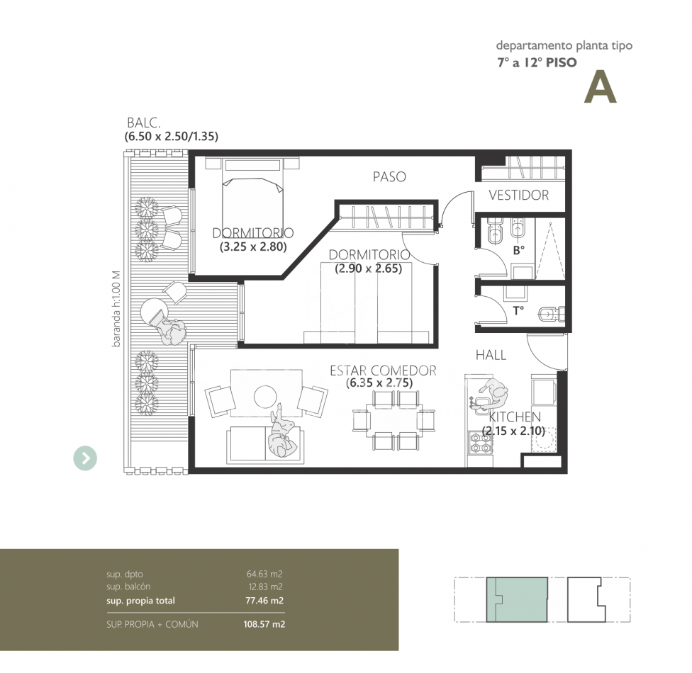 NUEVA CORDOBA DEPTO 2 DORM SOBRE CALLE RONDEAU
